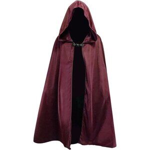 🆕Women Red Renaissance Cloak with Hood Velvet Cape Halloween Cosplay Costume